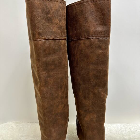 White Mountain Tall Over Knee Bonita Heeled Lace up High Boots Cognac Brown - Picture 5 of 15